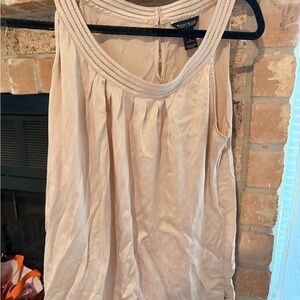 White House Black Market Beige Sleeveless Blouse silk